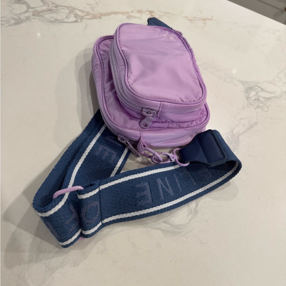 Aerie Lavender Crossbody Bag with Blue Strap